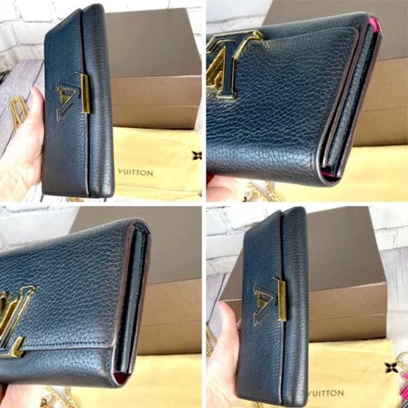⭐️Louis Vuitton Capucines black leather wallet or crossbody with bag charm - Picture 7 of 16